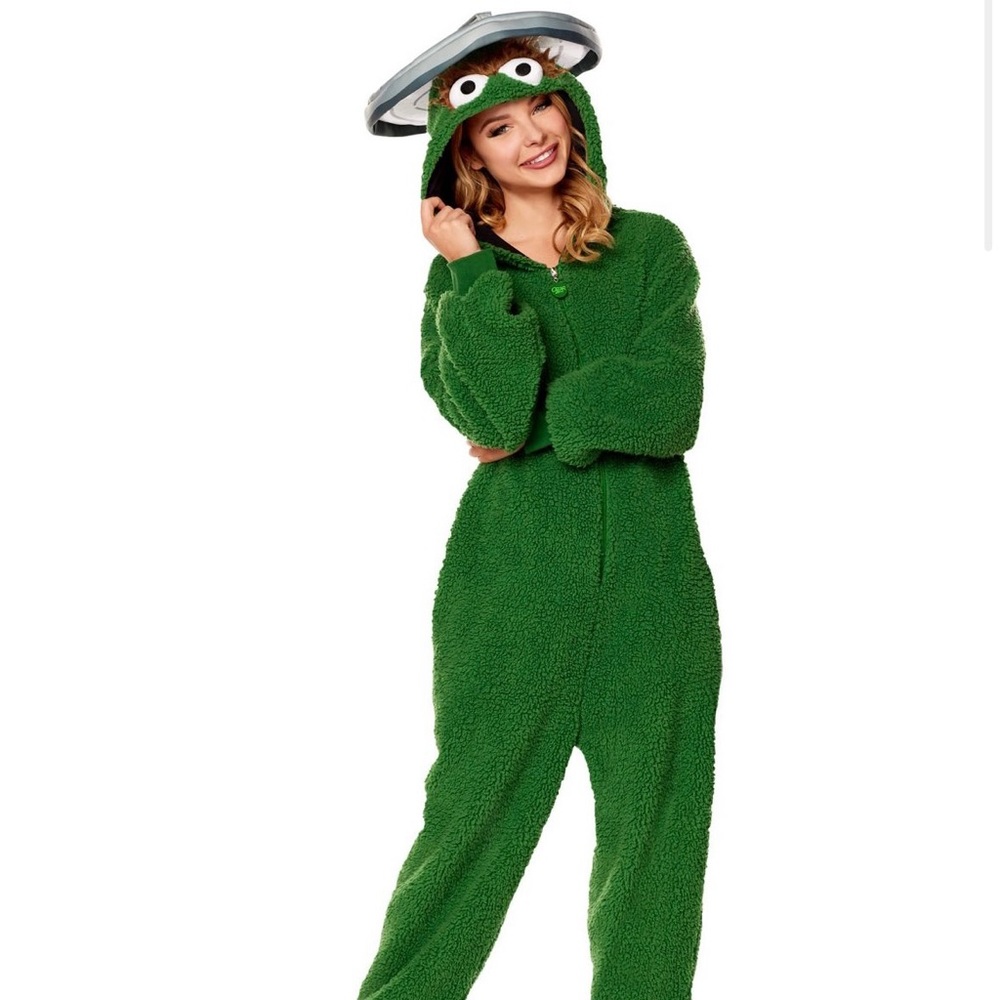 Adult Oscar the Grouch Union Suit Sesame Street Large/Extra Large NWT